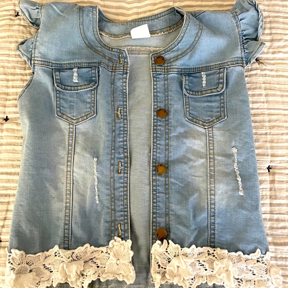 Ml kids girls jean vest size 7